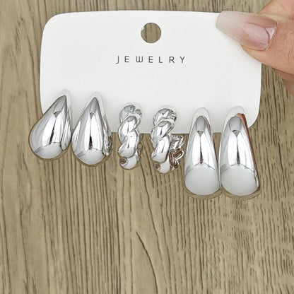 1 Set Simple Style Classic Style Solid Color Irregular Pleated Arylic Earrings