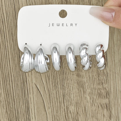 1 Set Simple Style Classic Style Solid Color Irregular Pleated Arylic Earrings