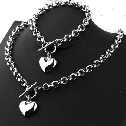 Wholesale Jewelry Elegant Simple Style Heart Shape 304 Stainless Steel Jewelry Set