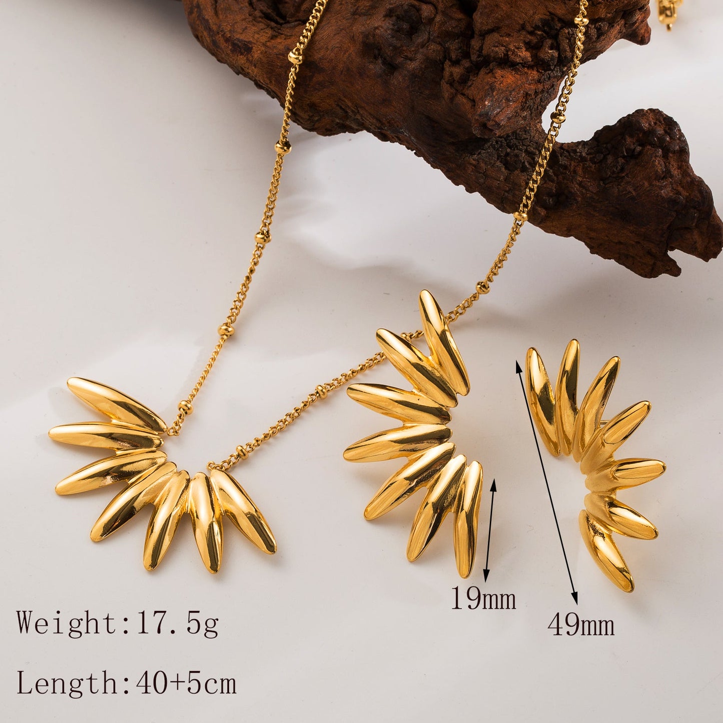 Wholesale Jewelry Classic Style Commute Sun Solid Color 304 Stainless Steel 18K Gold Plated Jewelry Set