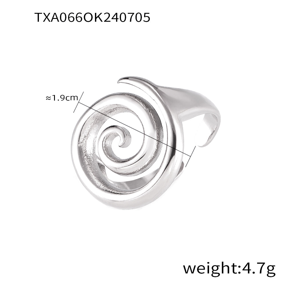 Wholesale Jewelry Simple Style Classic Style Spiral 304 Stainless Steel 18K Gold Plated Plating Rings Necklace