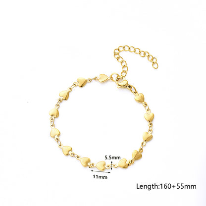 Casual Cute Heart Shape 304 Stainless Steel Gold Plated Bracelets In Bulk