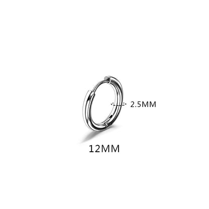 1 Piece Fashion Round Polishing Titanium Steel Hoop Earrings