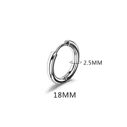 1 Piece Fashion Round Polishing Titanium Steel Hoop Earrings