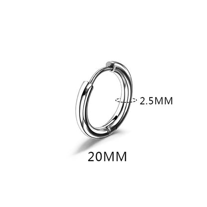 1 Piece Fashion Round Polishing Titanium Steel Hoop Earrings