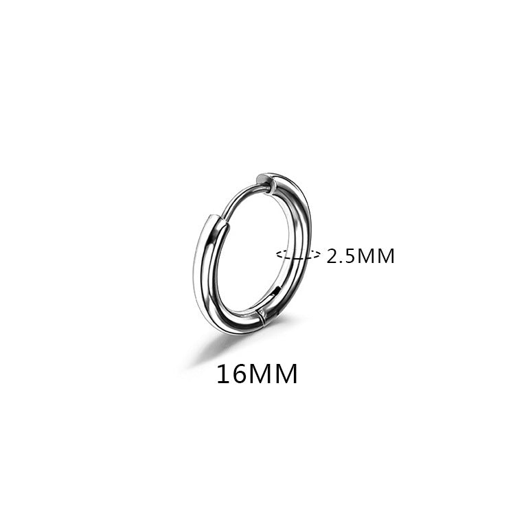 1 Piece Fashion Round Polishing Titanium Steel Hoop Earrings