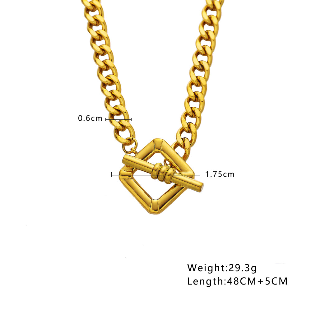 Wholesale Jewelry Simple Style Classic Style Chain 304 Stainless Steel 18K Gold Plated Plating Pendant Necklace