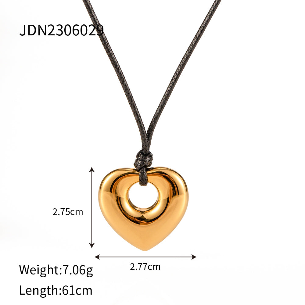 Wholesale Jewelry Vacation Simple Style Heart Shape 304 Stainless Steel Zircon 18K Gold Plated Plating Earrings Necklace