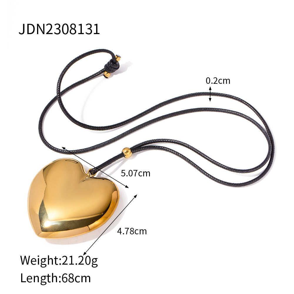 Wholesale Jewelry Vacation Simple Style Heart Shape 304 Stainless Steel Zircon 18K Gold Plated Plating Earrings Necklace