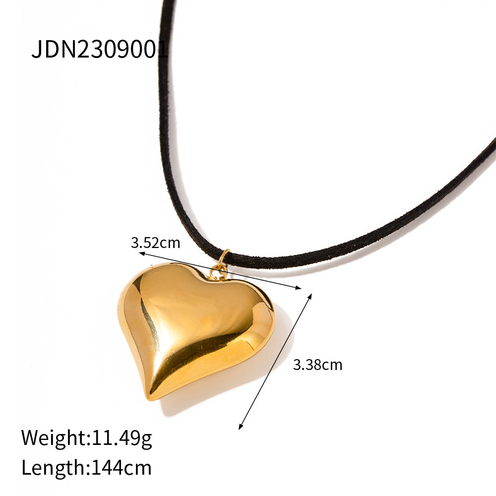 Wholesale Jewelry Vacation Simple Style Heart Shape 304 Stainless Steel Zircon 18K Gold Plated Plating Earrings Necklace