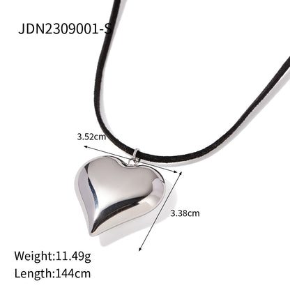 Wholesale Jewelry Vacation Simple Style Heart Shape 304 Stainless Steel Zircon 18K Gold Plated Plating Earrings Necklace