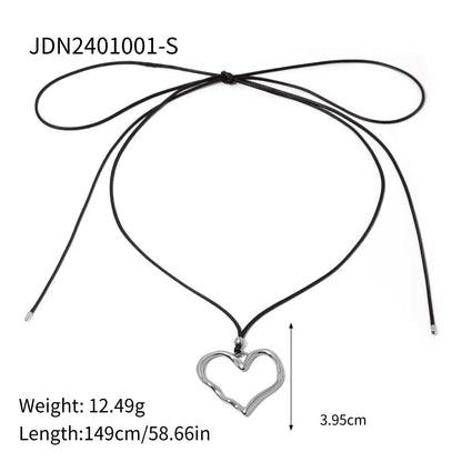 Wholesale Jewelry Vacation Simple Style Heart Shape 304 Stainless Steel Zircon 18K Gold Plated Plating Earrings Necklace