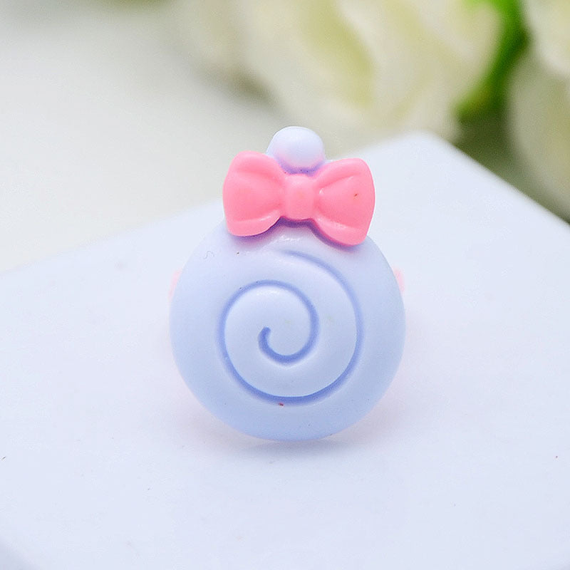 Children's Cartoon Resin Ring Candy Color Ring Korean Style Cute Pink Little Girl Jewelry Small Gift Ring