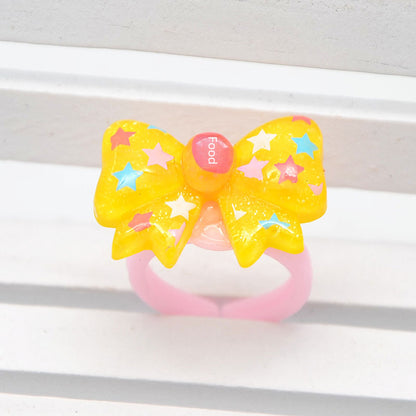 Children's Cartoon Resin Ring Candy Color Ring Korean Style Cute Pink Little Girl Jewelry Small Gift Ring