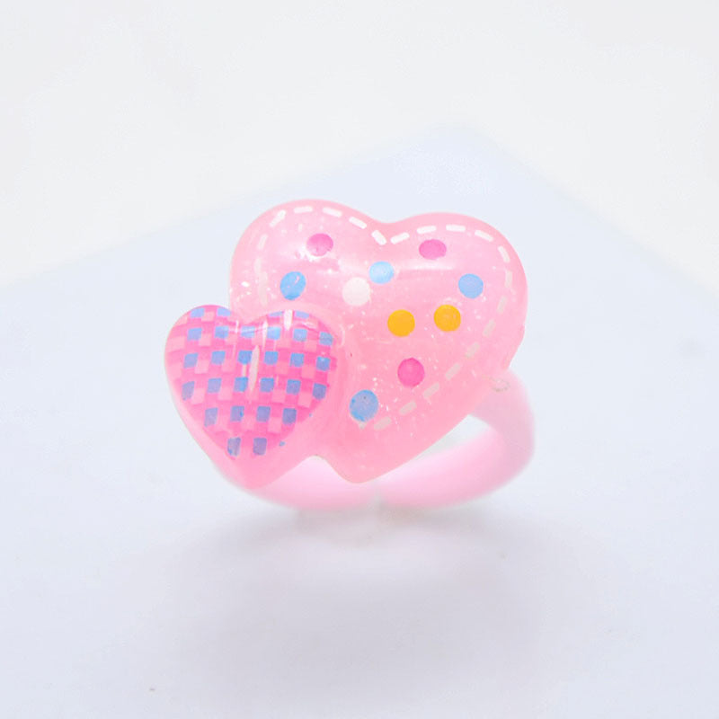 Children's Cartoon Resin Ring Candy Color Ring Korean Style Cute Pink Little Girl Jewelry Small Gift Ring