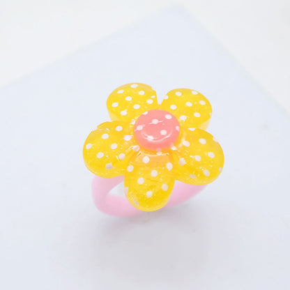 Children's Cartoon Resin Ring Candy Color Ring Korean Style Cute Pink Little Girl Jewelry Small Gift Ring