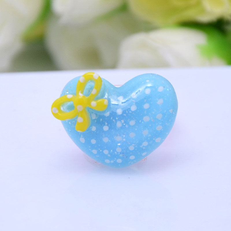 Children's Cartoon Resin Ring Candy Color Ring Korean Style Cute Pink Little Girl Jewelry Small Gift Ring