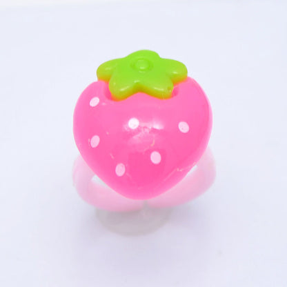 Children's Cartoon Resin Ring Candy Color Ring Korean Style Cute Pink Little Girl Jewelry Small Gift Ring