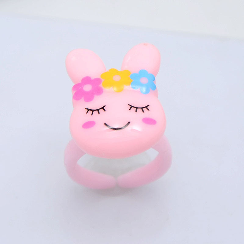 Children's Cartoon Resin Ring Candy Color Ring Korean Style Cute Pink Little Girl Jewelry Small Gift Ring