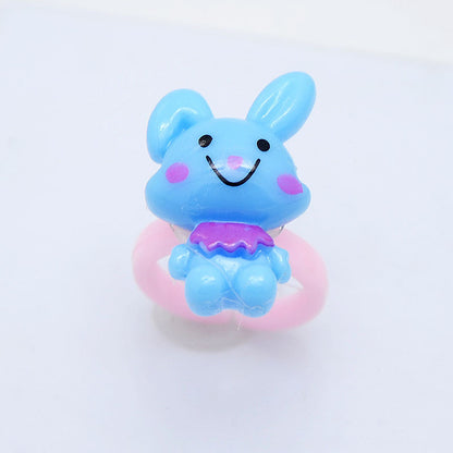 Children's Cartoon Resin Ring Candy Color Ring Korean Style Cute Pink Little Girl Jewelry Small Gift Ring