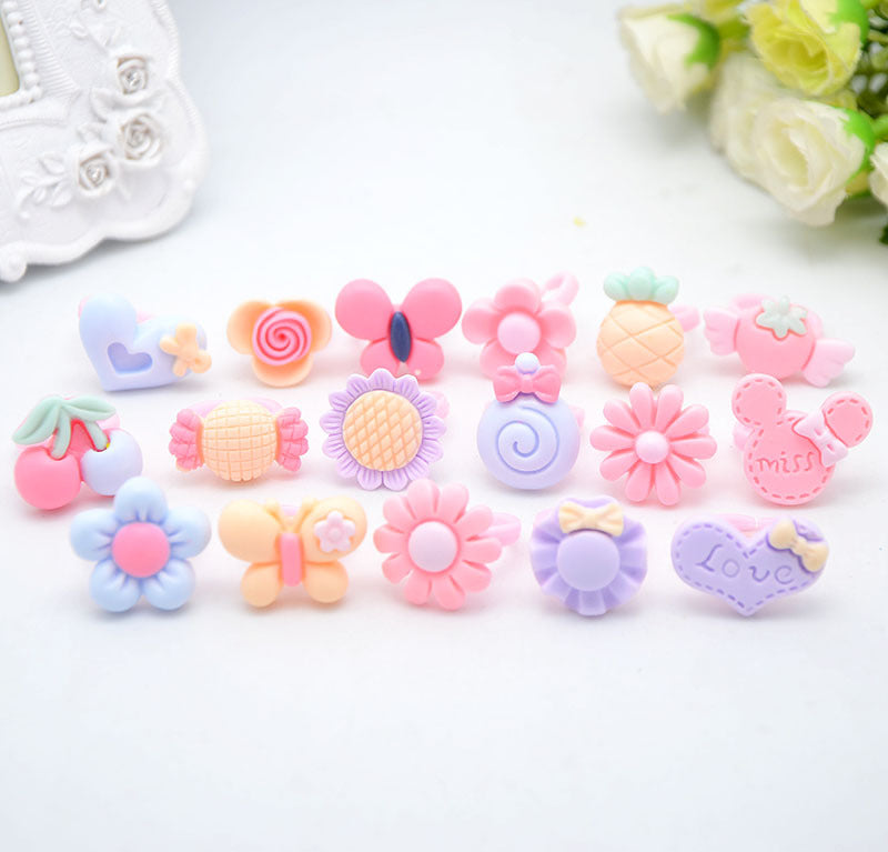 Children's Cartoon Resin Ring Candy Color Ring Korean Style Cute Pink Little Girl Jewelry Small Gift Ring