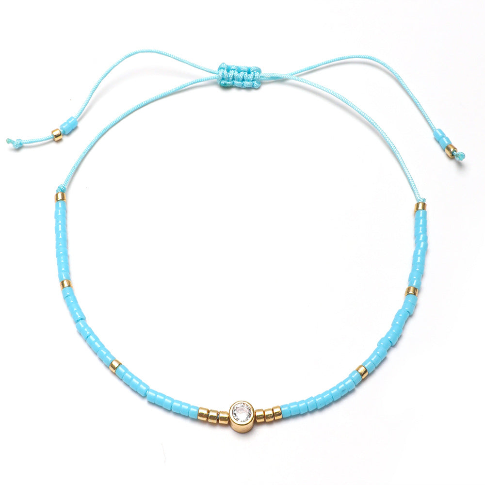 Bohemian Round Zircon Glass Seed Bead Rope Wholesale Drawstring Bracelets