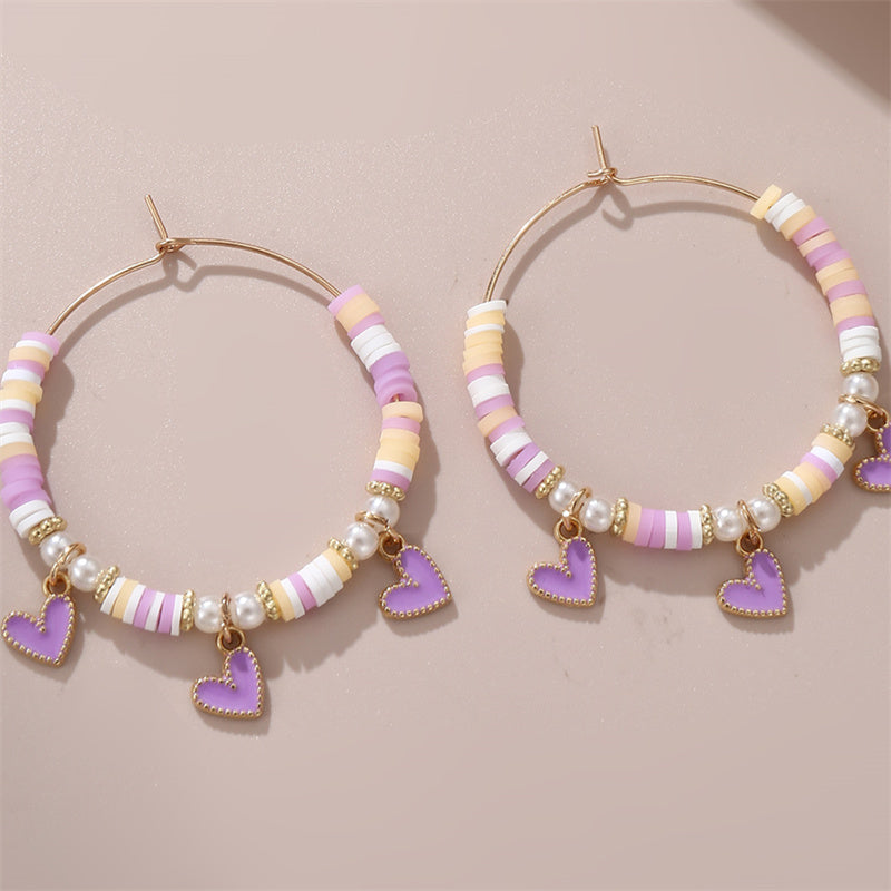 1 Pair Simple Style Classic Style Heart Shape Beaded Alloy Earrings