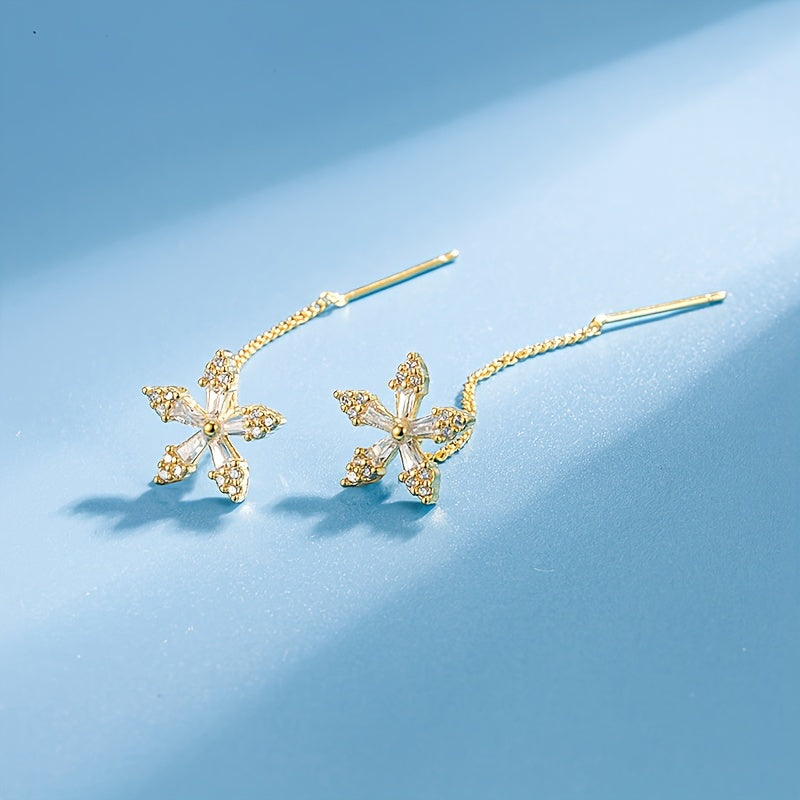 1 Pair Elegant Simple Style Commute Flower Alloy Ear Line