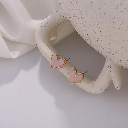 Fashion Heart Shape Alloy Enamel Ear Clips Ear Studs