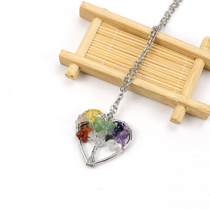 IG Style Pastoral Simple Style Tree Heart Shape Alloy Natural Stone Agate Wholesale Pendant Necklace