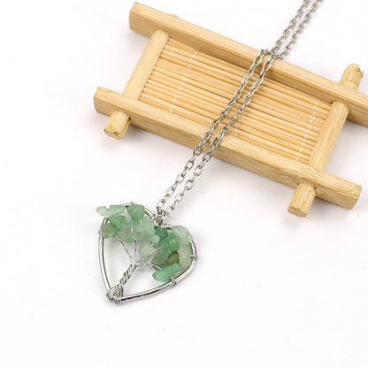 IG Style Pastoral Simple Style Tree Heart Shape Alloy Natural Stone Agate Wholesale Pendant Necklace