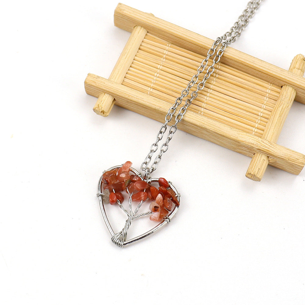 IG Style Pastoral Simple Style Tree Heart Shape Alloy Natural Stone Agate Wholesale Pendant Necklace