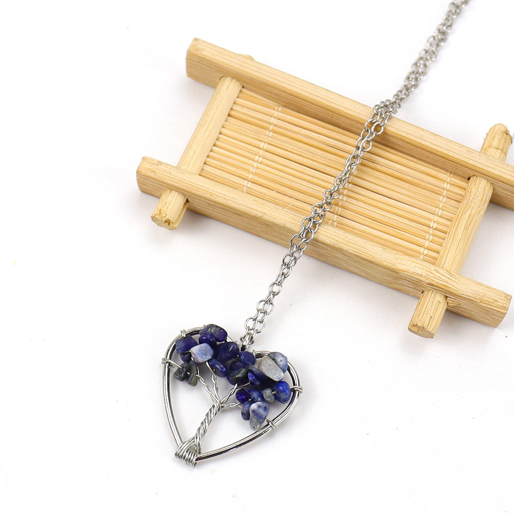 IG Style Pastoral Simple Style Tree Heart Shape Alloy Natural Stone Agate Wholesale Pendant Necklace