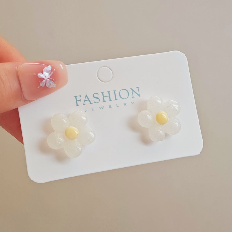 1 Pair Sweet Heart Shape Rose Flower Inlay Imitation Pearl Alloy Rhinestones Earrings