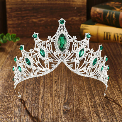 Elegant Lady Crown Alloy Plating Inlay Artificial Gemstones Crown