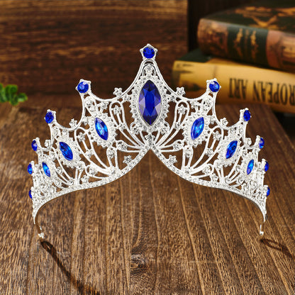 Elegant Lady Crown Alloy Plating Inlay Artificial Gemstones Crown