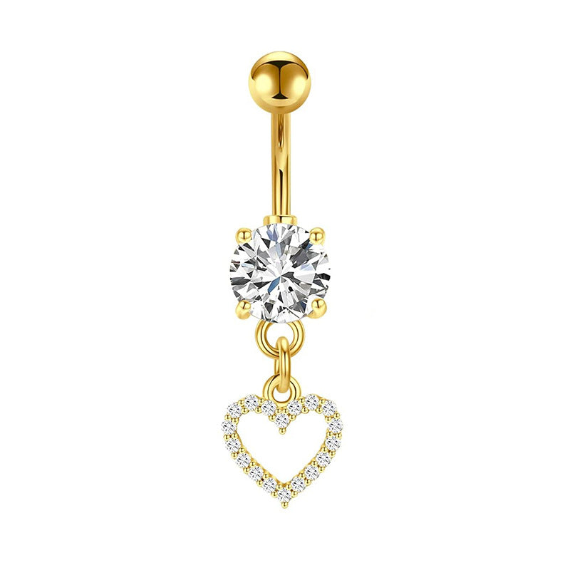 1 Piece 1 Set Belly Rings Simple Style Heart Shape Butterfly 316 Stainless Steel  Inlay Zircon Belly Rings