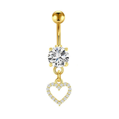 1 Piece 1 Set Belly Rings Simple Style Heart Shape Butterfly 316 Stainless Steel  Inlay Zircon Belly Rings