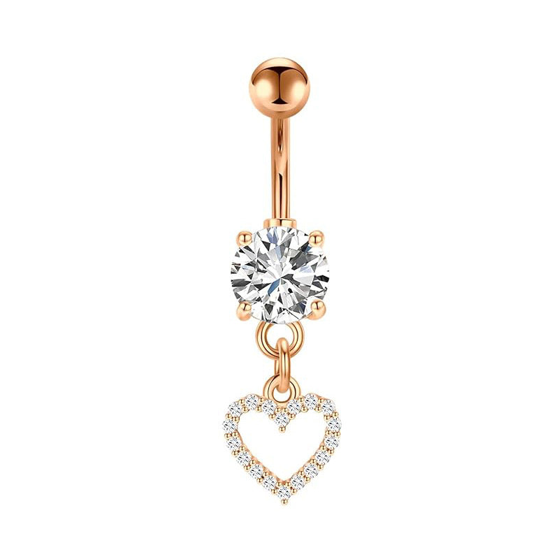 1 Piece 1 Set Belly Rings Simple Style Heart Shape Butterfly 316 Stainless Steel  Inlay Zircon Belly Rings