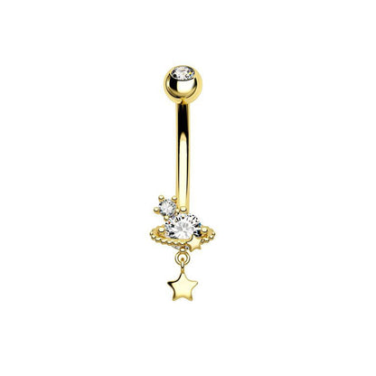 1 Piece Belly Rings Simple Style Moon 316 Stainless Steel  Inlay Zircon