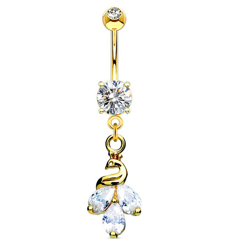 1 Piece Belly Rings Simple Style Moon 316 Stainless Steel  Inlay Zircon