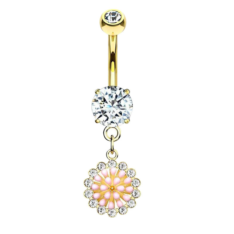 1 Piece Belly Rings Simple Style Moon 316 Stainless Steel  Inlay Zircon