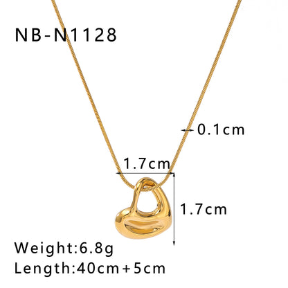 Wholesale Jewelry Vintage Style Simple Style Classic Style Irregular Heart Shape 304 Stainless Steel Pearl 18K Gold Plated Hollow Out Inlay Pendant Necklace