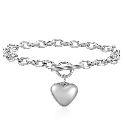 Wholesale Jewelry Simple Style Classic Style Heart Shape Titanium Steel Plating Bracelets Earrings Necklace