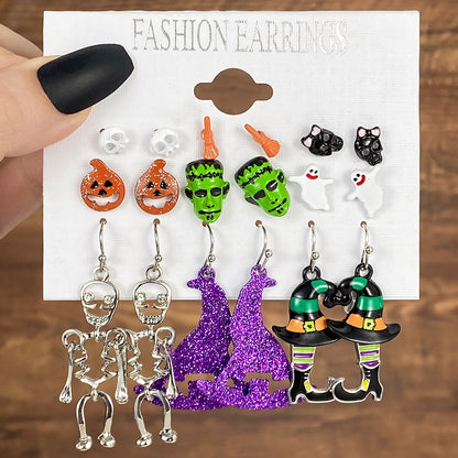 1 Set Casual Simple Style Pumpkin Letter Spider Web Enamel Alloy Drop Earrings