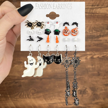 1 Set Casual Simple Style Pumpkin Letter Spider Web Enamel Alloy Drop Earrings