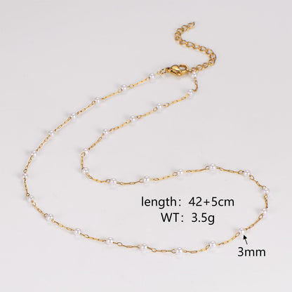 Wholesale Jewelry Casual Simple Style Roman Style Round 304 Stainless Steel Pearl Necklace