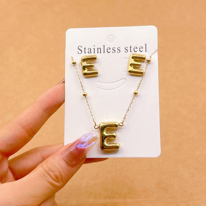 Wholesale Jewelry Elegant Hip-Hop Simple Style Letter 304 Stainless Steel 18K Gold Plated Jewelry Set