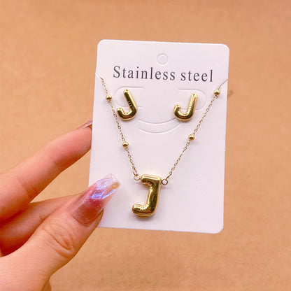 Wholesale Jewelry Elegant Hip-Hop Simple Style Letter 304 Stainless Steel 18K Gold Plated Jewelry Set