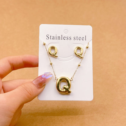 Wholesale Jewelry Elegant Hip-Hop Simple Style Letter 304 Stainless Steel 18K Gold Plated Jewelry Set